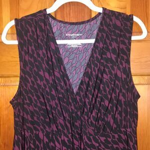 Liz Lange Maternity Sleeveless Wrap Bodice Dress Purple Black Design Size Large